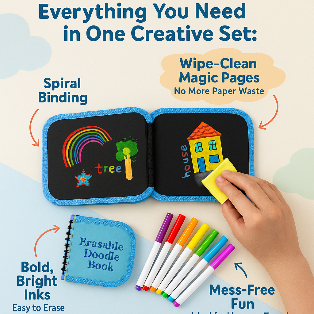 🎨DoodliBook🧑🏼‍🎨 - Erasable Doodle Book😍 Regular