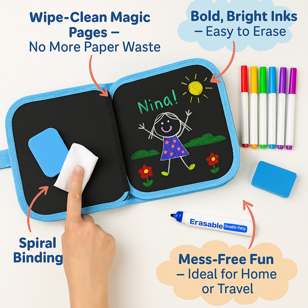 🎨DoodliBook🧑🏼‍🎨 - Erasable Doodle Book😍 Regular