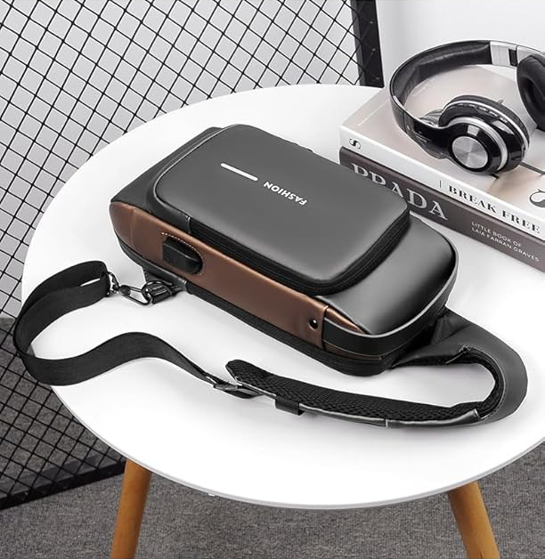 Unisex Sling Bag with USB Charging Port & pin lock