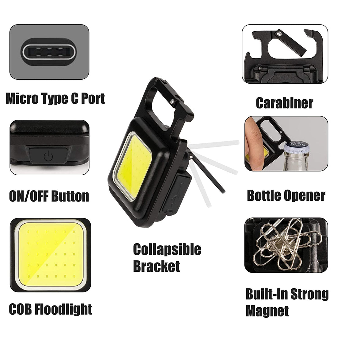 3 Mode Rechargeable Emergency Light With Keychain