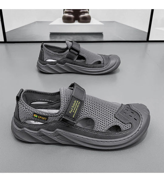 Men's Buckled Knitted Orthopaedic Sandals(Grey)